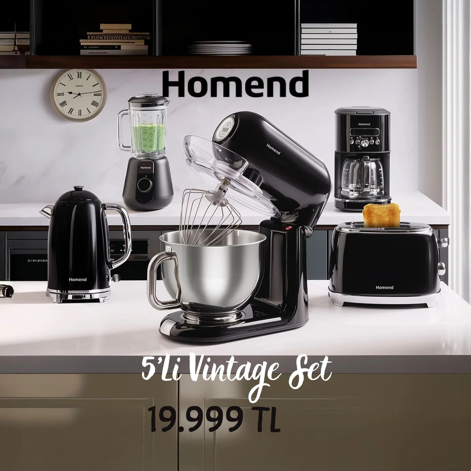 Homend 5'Li Vintage Küçük Ev Aletleri